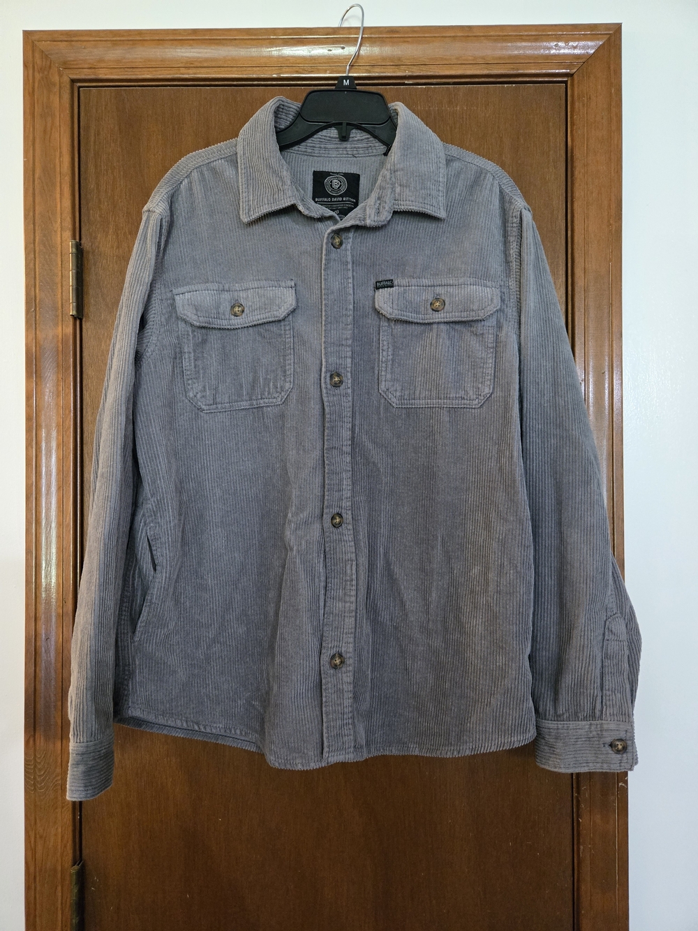 Buffalo David Bitton Jeremias Gray Corduroy Shacket L